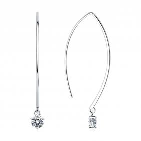 Серебряные серьги SOKOLOV 94026011 с фианитом 94026011 фото