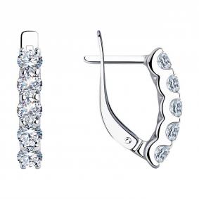 Серебряные серьги SOKOLOV 94026015-91 с фианитом 94026015-91 фото