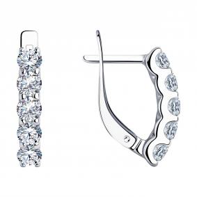 Серебряные серьги SOKOLOV 94026015 с фианитом 94026015 фото