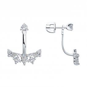 Серебряные серьги-трансформеры SOKOLOV с фианитом 94026018 94026018 фото