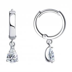 Серебряные серьги SOKOLOV 94026024 с кристаллом Swarovski 94026024 фото