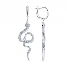 Серебряные серьги SOKOLOV 94026025 с фианитом 94026025 фото