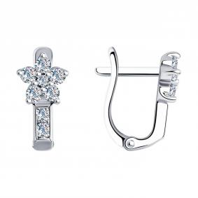 Серебряные серьги SOKOLOV 94026033 с фианитом 94026033 фото