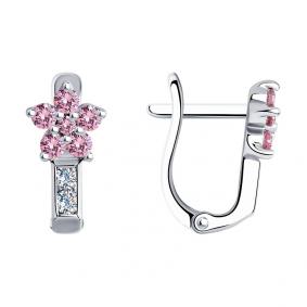 Серебряные серьги SOKOLOV 94026034 с фианитом 94026034 фото