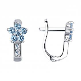 Серебряные серьги SOKOLOV 94026036 с фианитом 94026036 фото