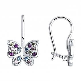 Серебряные серьги SOKOLOV 94026038-91 с фианитом 94026038-91 фото