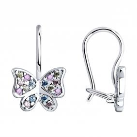 Серебряные серьги SOKOLOV 94026038 с фианитом 94026038 фото