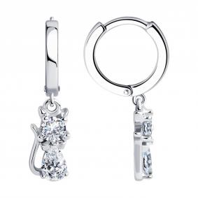 Серебряные серьги SOKOLOV 94026039-91 с фианитом 94026039-91 фото