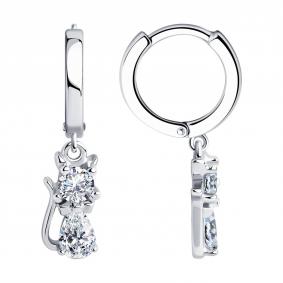 Серебряные серьги SOKOLOV 94026039 с фианитом 94026039 фото