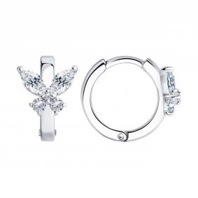 Серебряные серьги SOKOLOV 94026042 с фианитом 94026042 фото