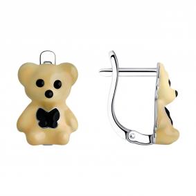 Серебряные серьги SOKOLOV 94026044 с эмалью 94026044 фото