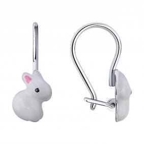 Серебряные серьги SOKOLOV Символ года Кролик с эмалью 94026046 94026046 фото