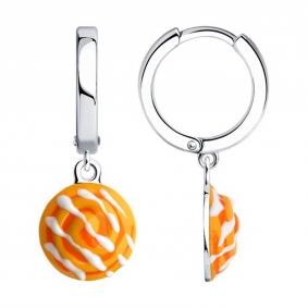 Серебряные серьги SOKOLOV 94026055 с эмалью 94026055 фото