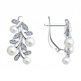 Серебряные серьги SOKOLOV 94026058 с жемчугом 94026058 фото