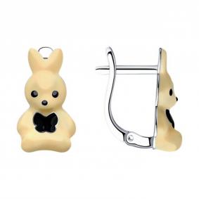 Серебряные серьги SOKOLOV 94026060 с эмалью 94026060 фото