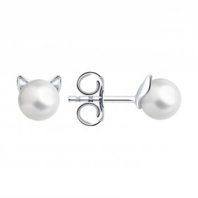 Серебряные серьги SOKOLOV 94026069-91 с жемчугом 94026069-91 фото