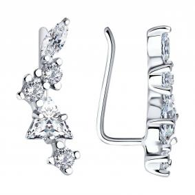 Серебряные серьги SOKOLOV 94026084-91 с фианитом 94026084-91 фото