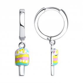 Серебряные серьги SOKOLOV 94026096 с эмалью 94026096 фото