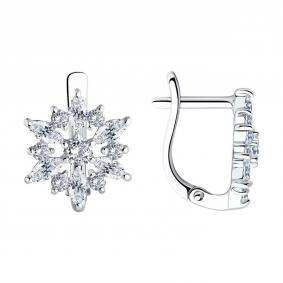 Серебряные серьги SOKOLOV 94026098-91 с фианитом 94026098-91 фото