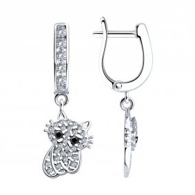 Серебряные серьги SOKOLOV 94026100 с фианитом 94026100 фото