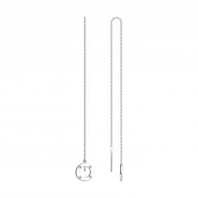 Серебряные серьги SOKOLOV 94026101 с фианитом 94026101 фото