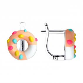 Серебряные серьги SOKOLOV 94026102 с эмалью 94026102 фото