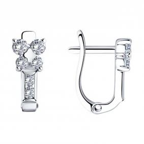 Серебряные серьги SOKOLOV 94026109 с фианитом 94026109 фото