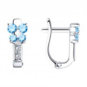 Серебряные серьги SOKOLOV 94026110 с фианитом 94026110 фото