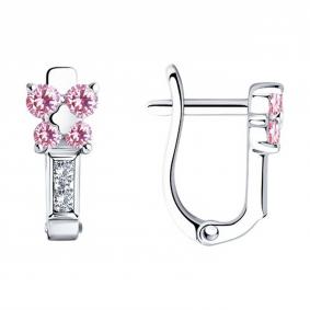 Серебряные серьги SOKOLOV 94026111 с фианитом 94026111 фото