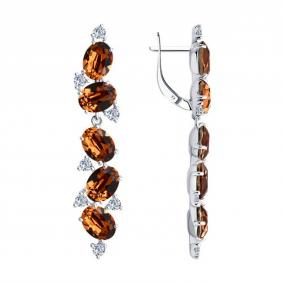 Серебряные серьги SOKOLOV 94026173 с фианитом и кристаллом Swarovski 94026173 фото