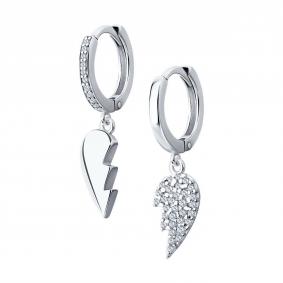 Серебряные серьги SOKOLOV 94026200-91 с фианитом 94026200-91 фото