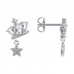 Серебряные серьги SOKOLOV 94026210-91 с фианитом 94026210-91 фото