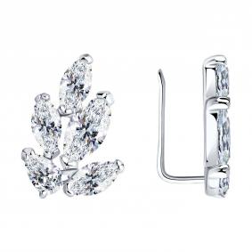Серебряные серьги SOKOLOV 94026216 с фианитом 94026216 фото