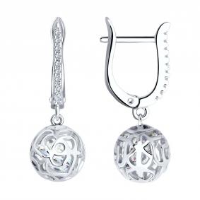 Серебряные серьги SOKOLOV 94026225-91 с фианитом 94026225-91 фото