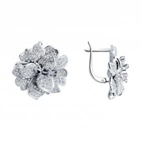 Серебряные серьги SOKOLOV 94026227-91 с фианитом 94026227-91 фото