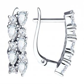 Серебряные серьги SOKOLOV 94026231-91 с фианитом 94026231-91 фото