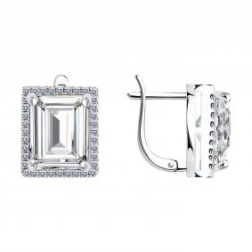 Серебряные серьги SOKOLOV 94026237-91 с фианитом 94026237-91 фото