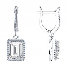 Серебряные серьги SOKOLOV 94026238-91 с фианитом 94026238-91 фото