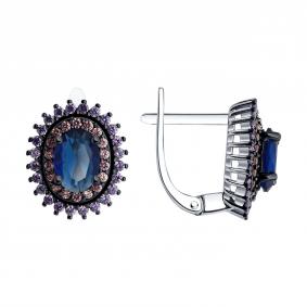 Серебряные серьги SOKOLOV 94026254-91 с фианитом 94026254-91 фото