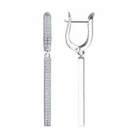 Серебряные серьги SOKOLOV 94026259-91 с фианитом 94026259-91 фото