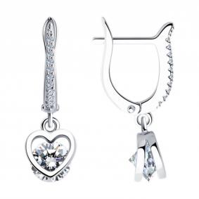 Серебряные серьги SOKOLOV 94026265-91 с фианитом 94026265-91 фото