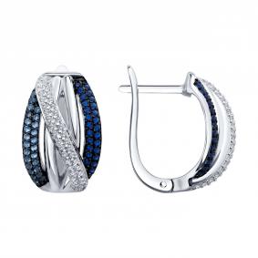 Серебряные серьги SOKOLOV 94026269-91 с фианитом 94026269-91 фото