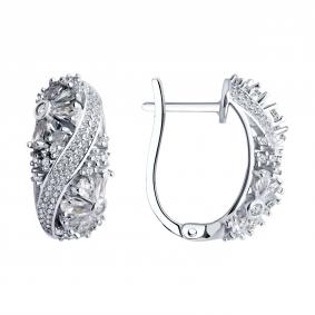 Серебряные серьги SOKOLOV 94026271-91 с фианитом 94026271-91 фото