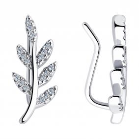 Серебряные серьги SOKOLOV 94026281-91 с фианитом 94026281-91 фото