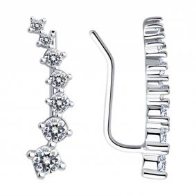 Серебряные серьги SOKOLOV 94026285-91 с фианитом 94026285-91 фото