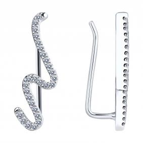 Серебряные серьги SOKOLOV 94026286-91 с фианитом 94026286-91 фото