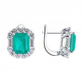 Серебряные серьги SOKOLOV 94026299-91 с фианитом 94026299-91 фото