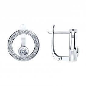 Серебряные серьги SOKOLOV 94026304-91 с фианитом 94026304-91 фото