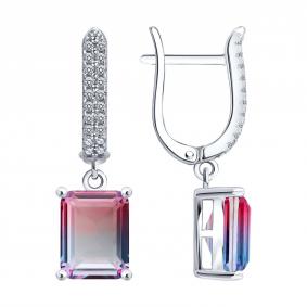 Серебряные серьги SOKOLOV 94026308-91 с фианитом 94026308-91 фото