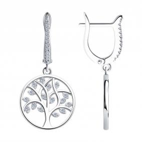 Серебряные серьги SOKOLOV 94026317-91 с фианитом 94026317-91 фото